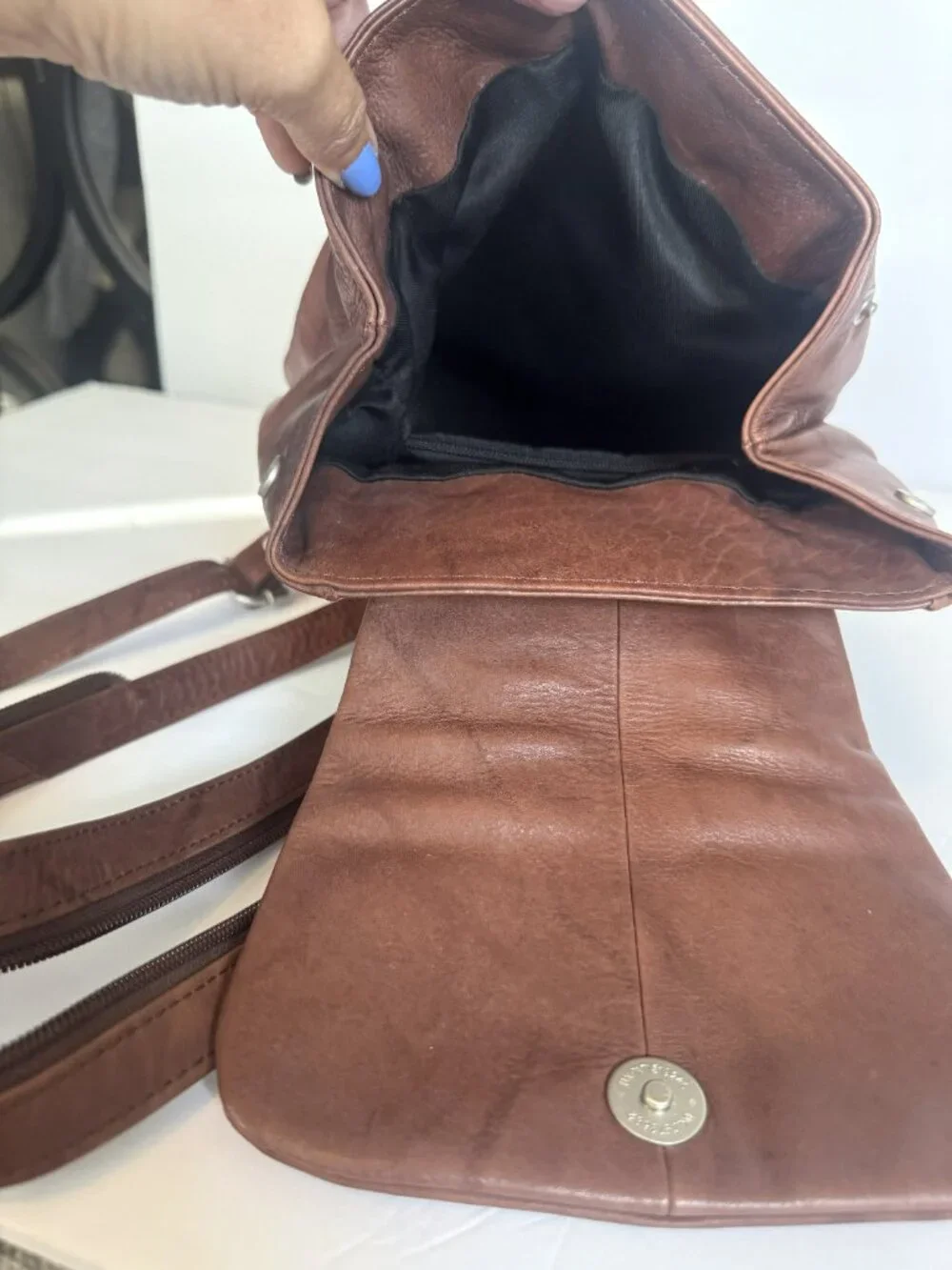 S1 PELLE MONTALCINO Genuine Italian Leather Backpack Rucksack Cognac Brown